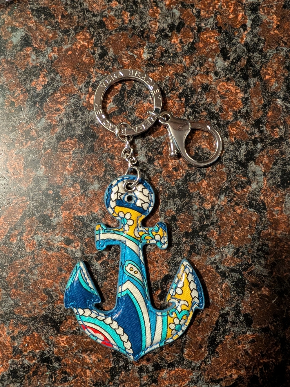 Vera Bradley Marina Paisley Anchor Keychain